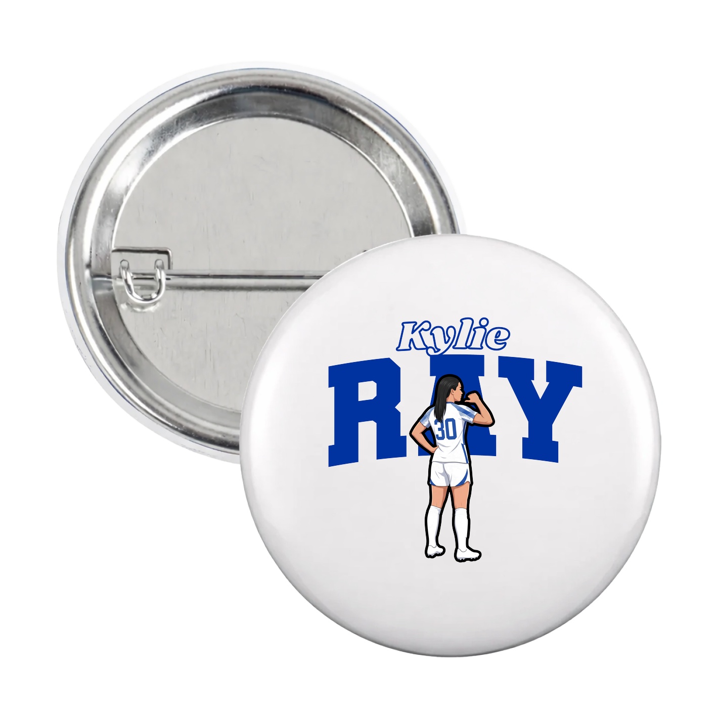 Game Day Button — Name Arch in White