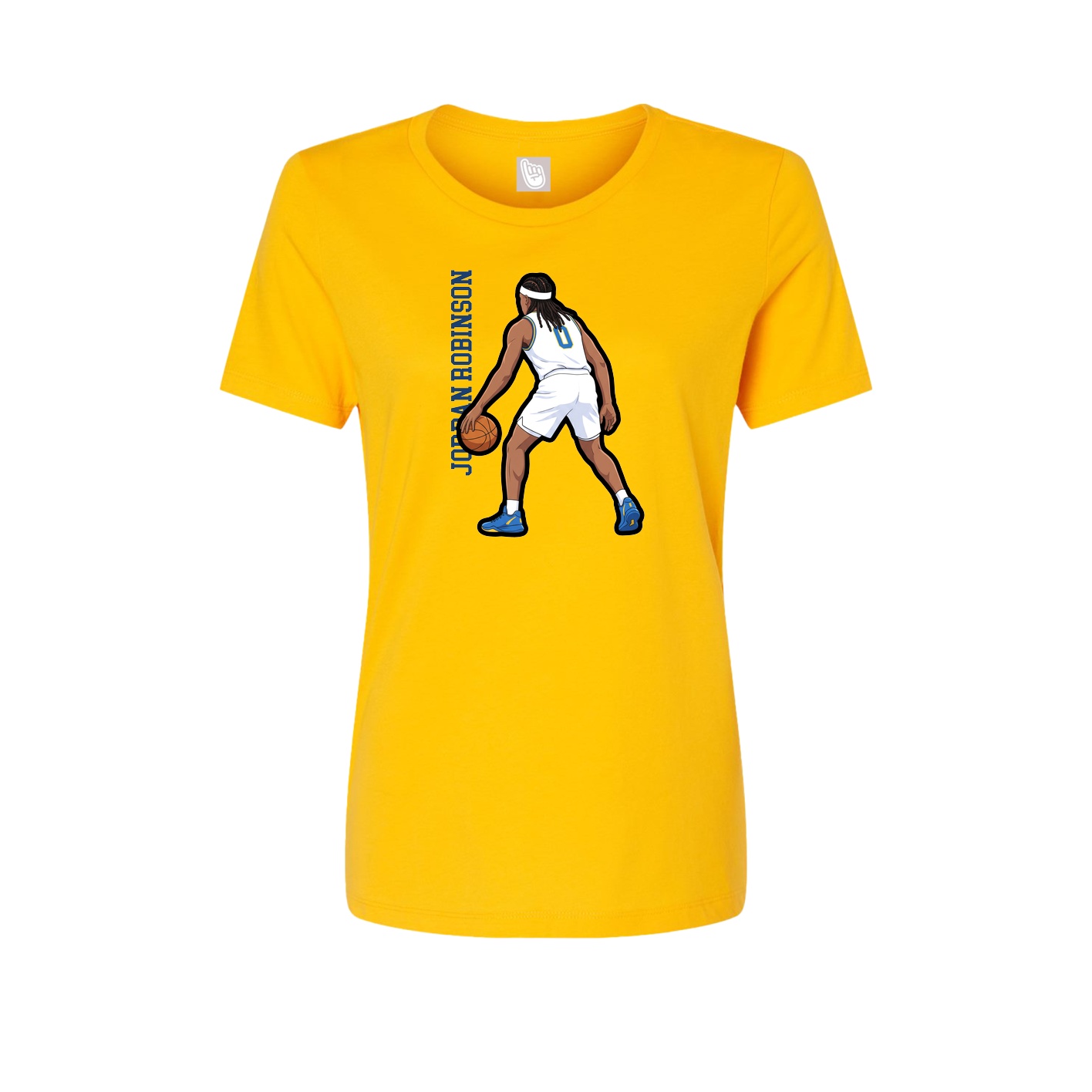 Fitted Women's Tee — Name Vertical in Gold