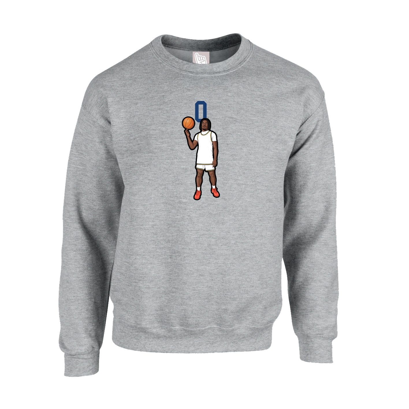 Fleece Crew — Number Top in Grey