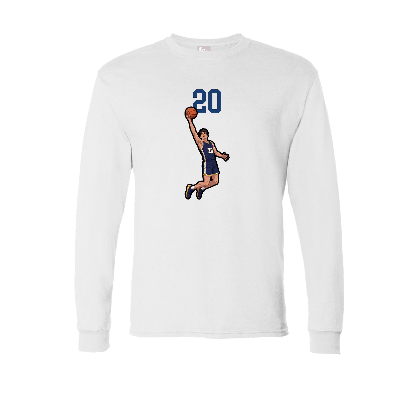 Long Sleeve Tee — Number Top in White