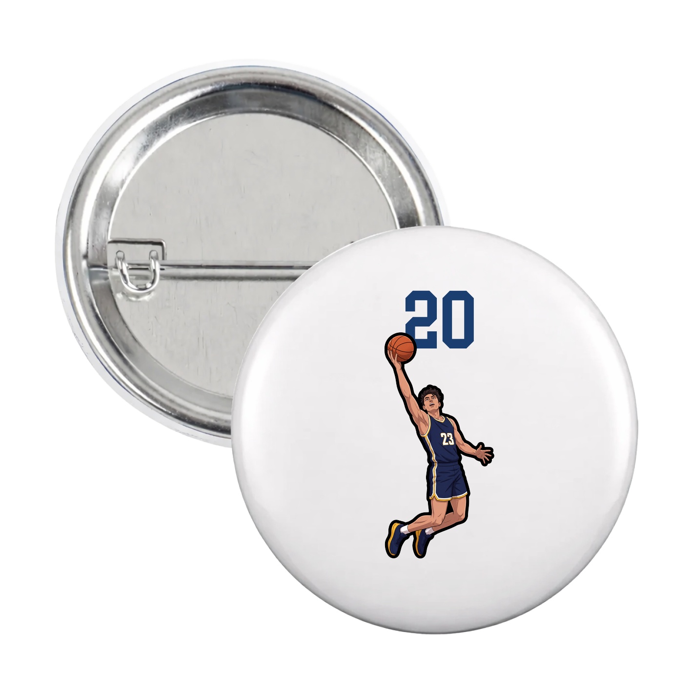 Game Day Button — Number Top in White