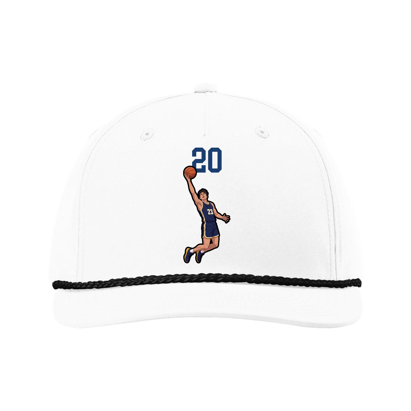 Five-Panel Classic Rope Cap — Number Top in White