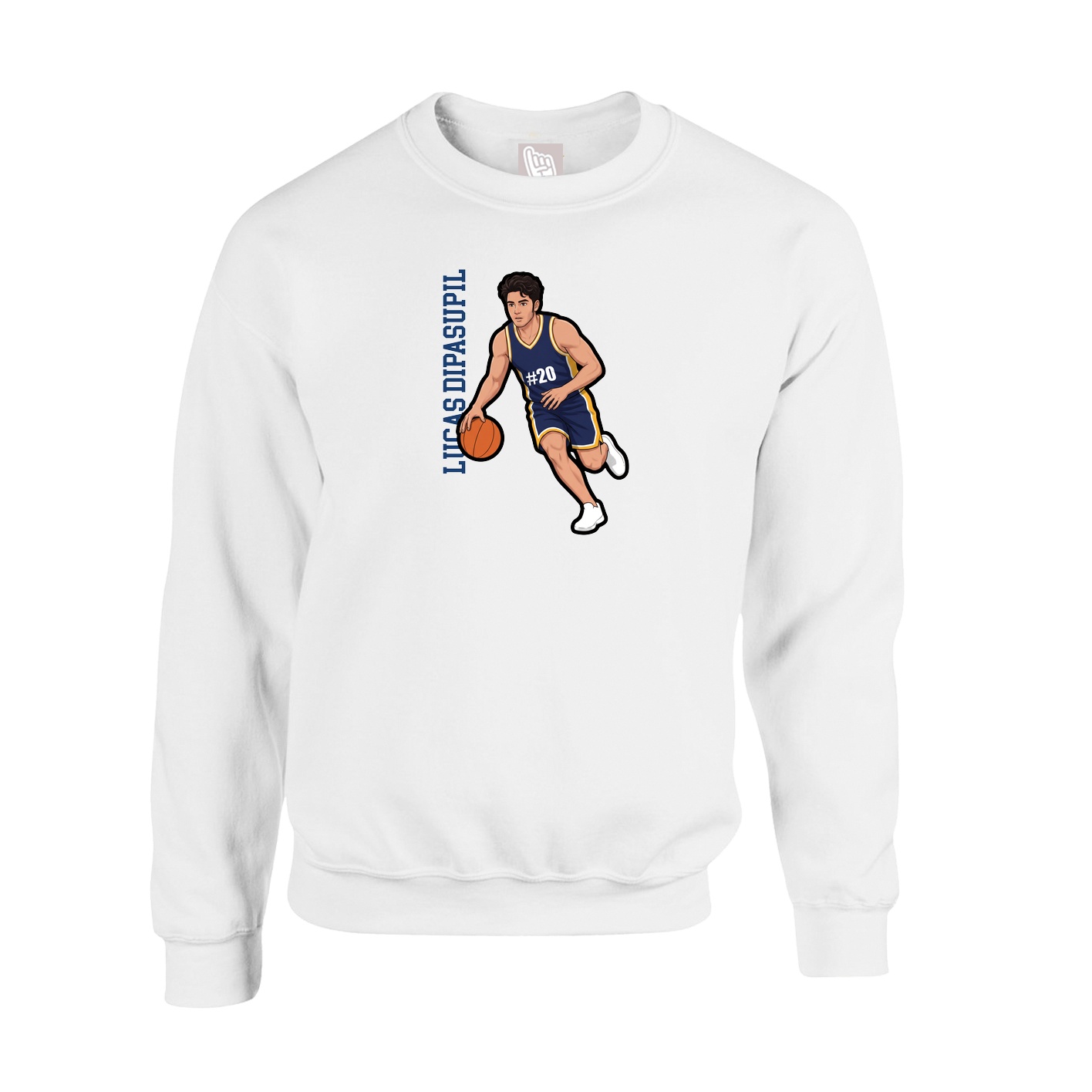 Fleece Crew — Name Vertical in White