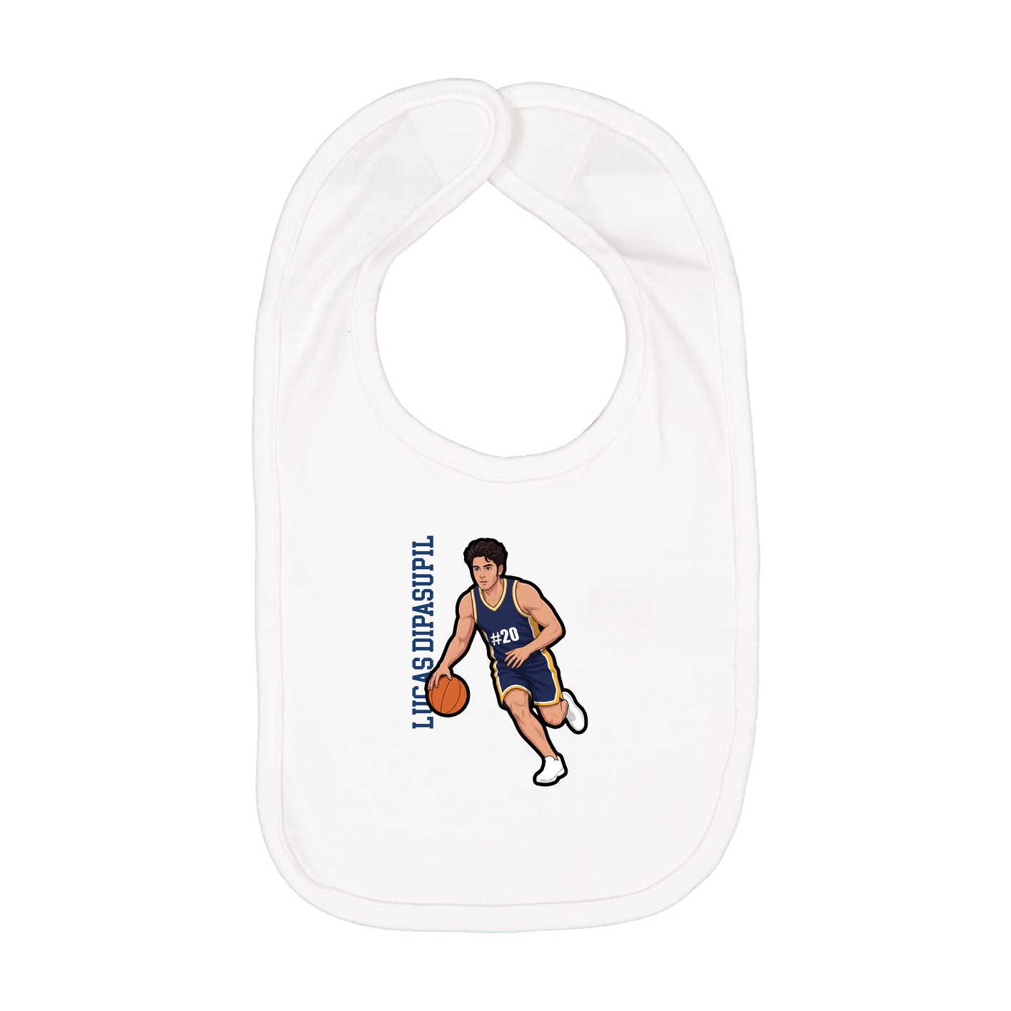 Infant Bib — Name Vertical in White