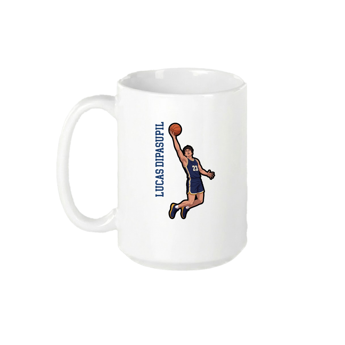 15oz Coffee Mug — Name Vertical in White