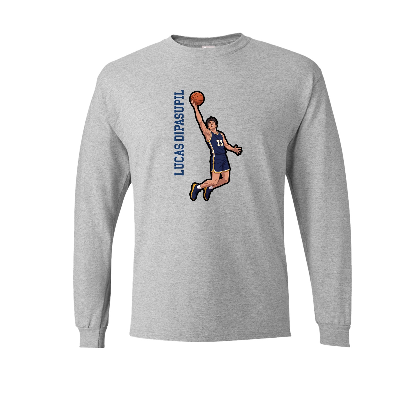 Long Sleeve Tee — Name Vertical in Grey