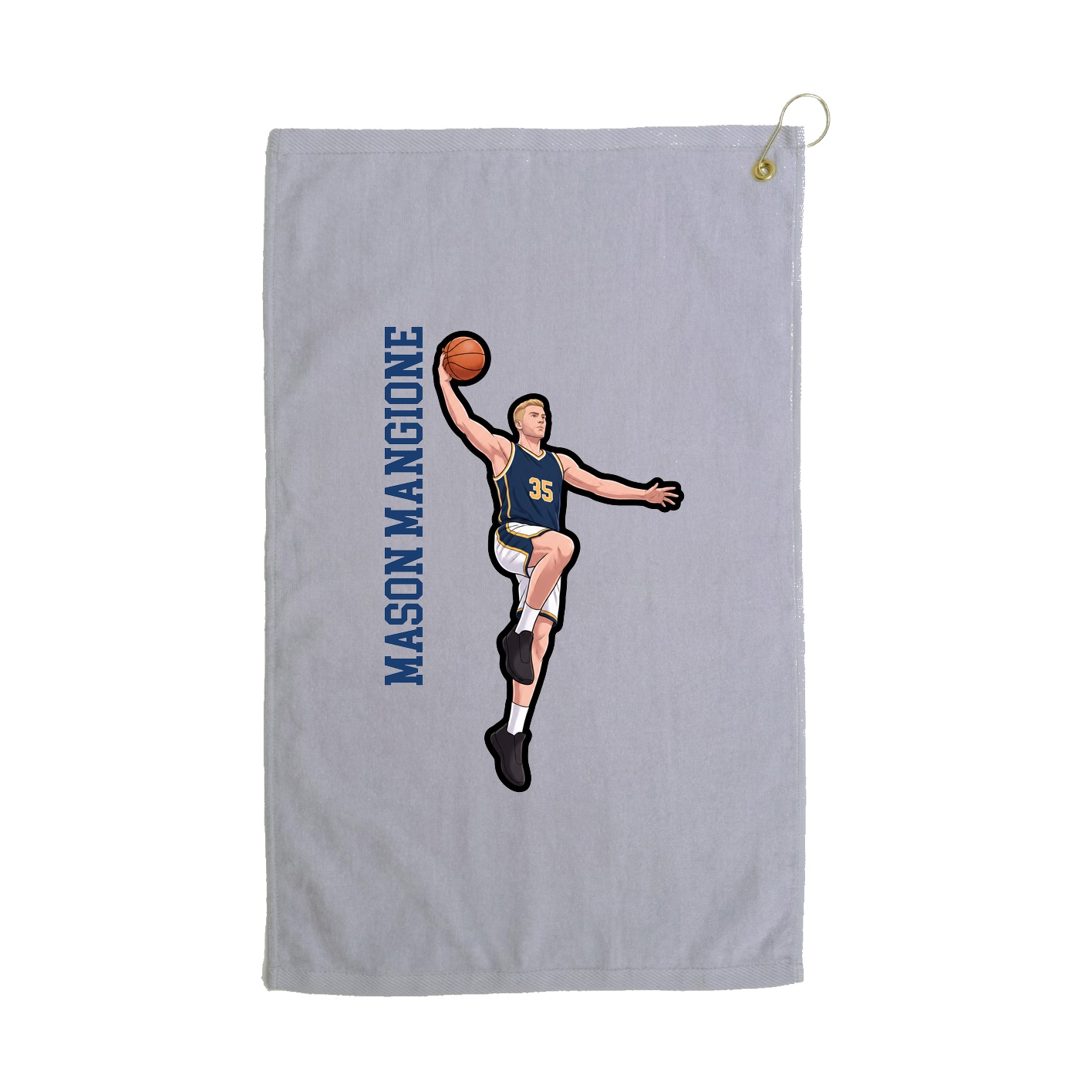 Golf Towel — Name Vertical in Grey