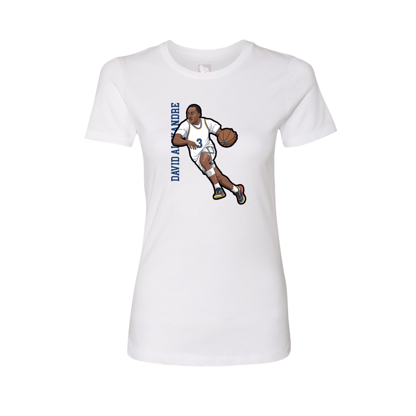 Fitted Women's Tee — Name Vertical in White