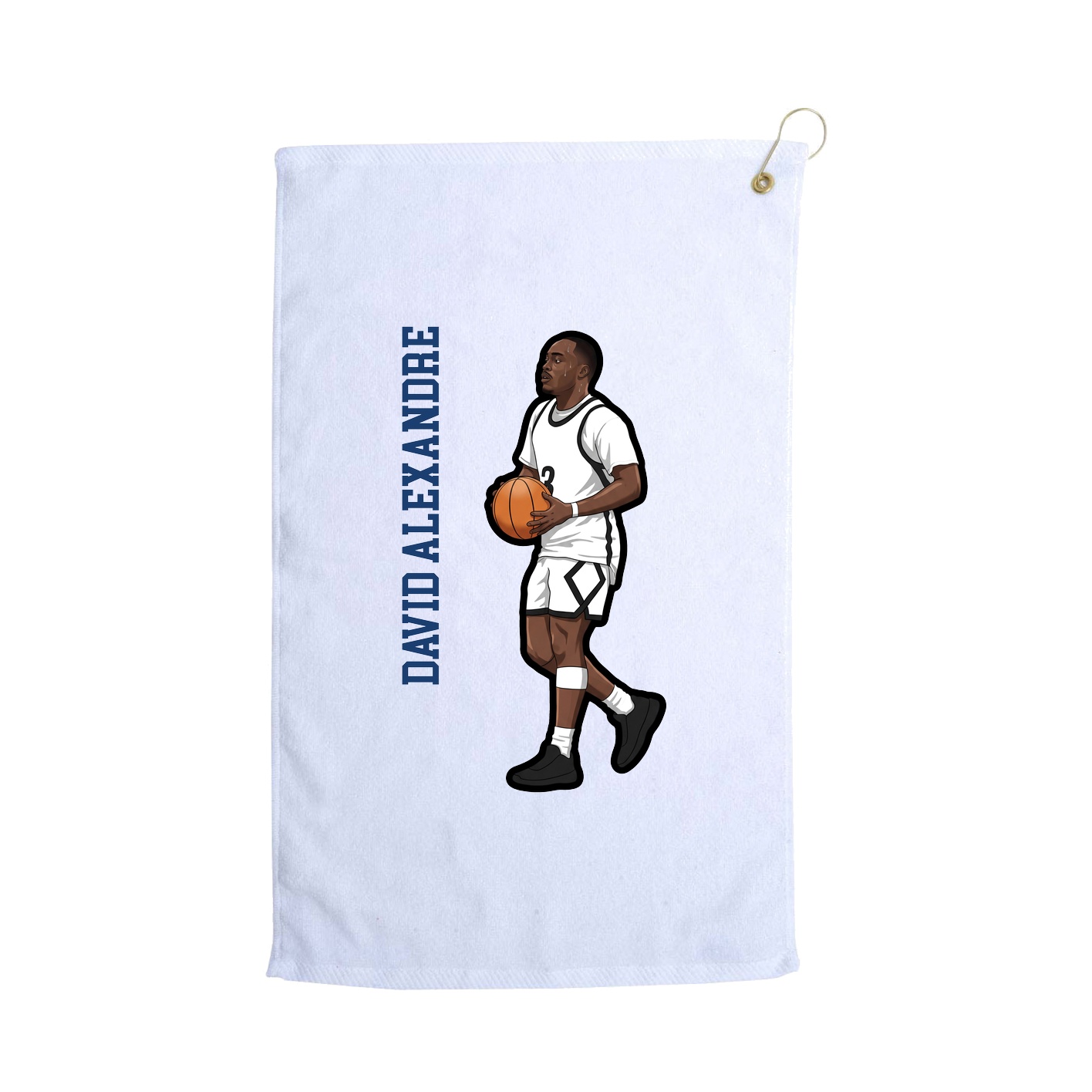 Golf Towel — Name Vertical in White