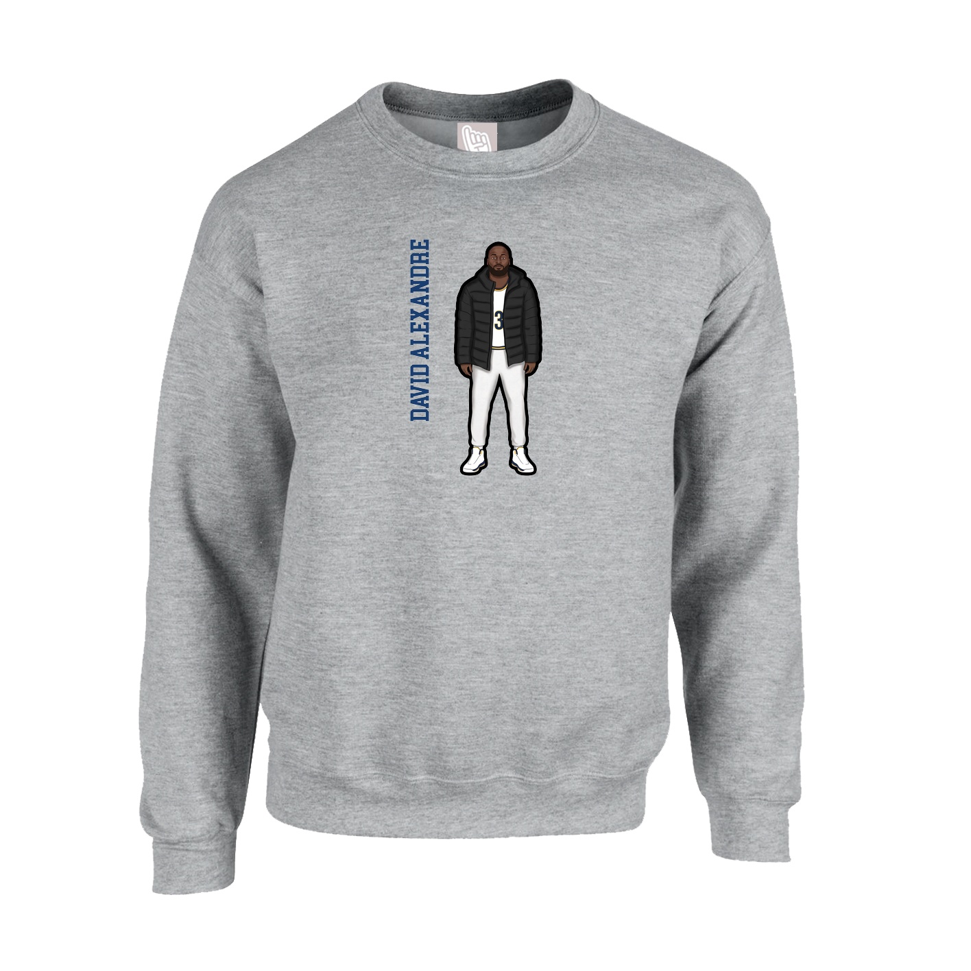 Fleece Crew — Name Vertical in Grey