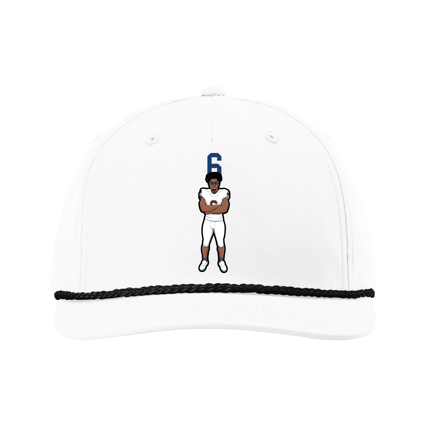 Five-Panel Classic Rope Cap — Number Top in White