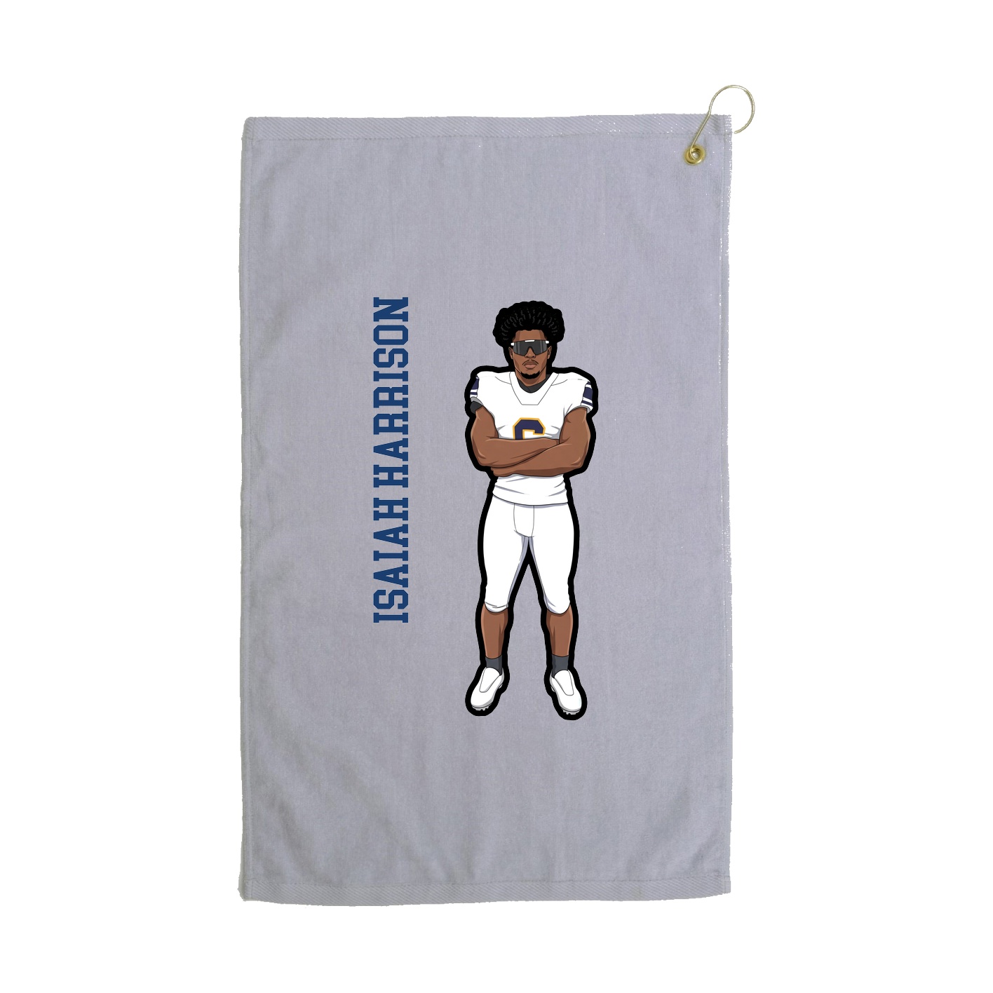 Golf Towel — Name Vertical in Grey