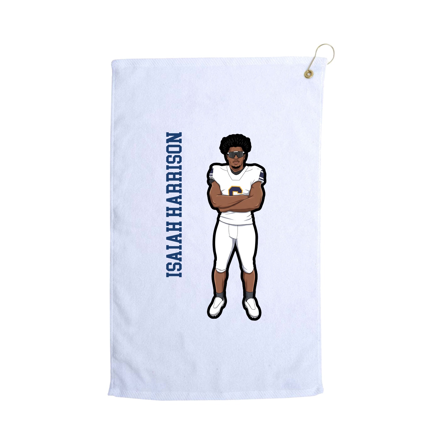 Golf Towel — Name Vertical in White