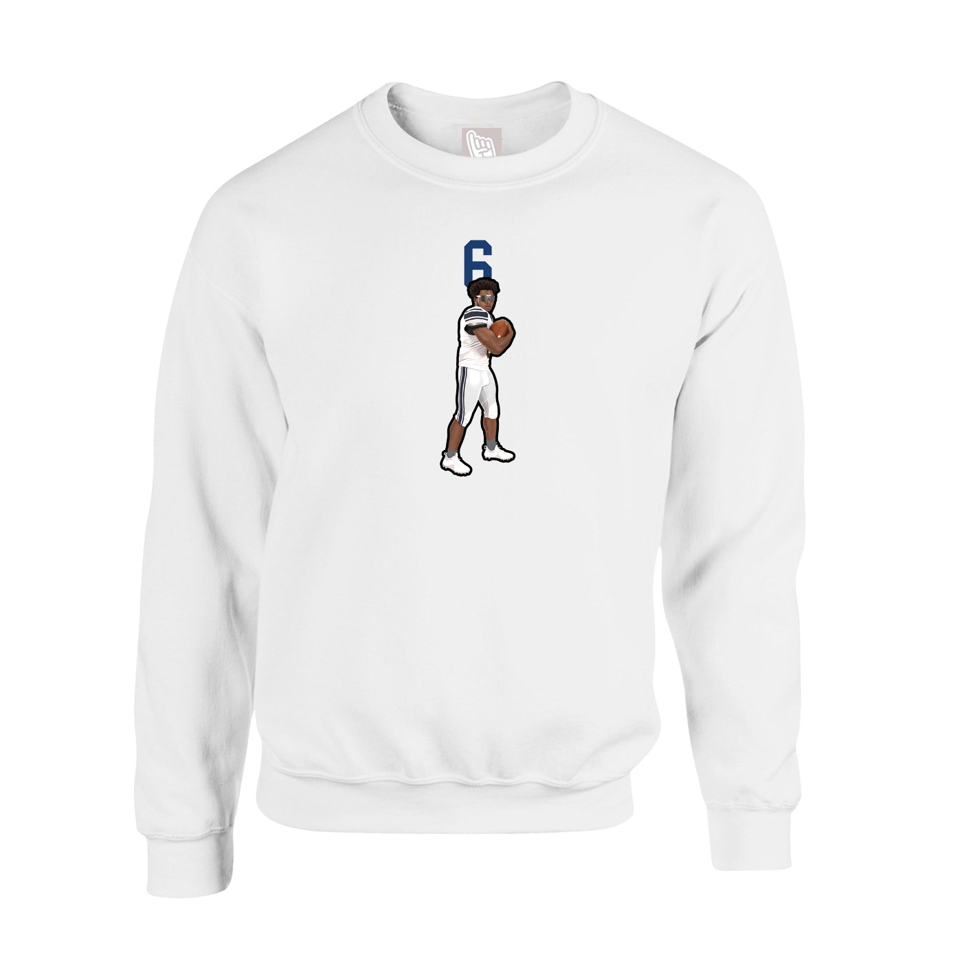 Fleece Crew — Number Top in White