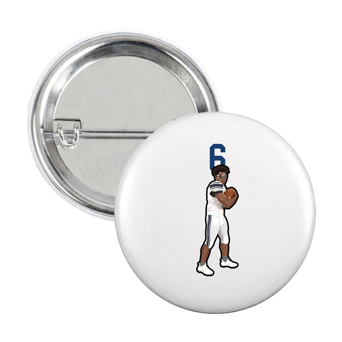 Game Day Button — Number Top in White
