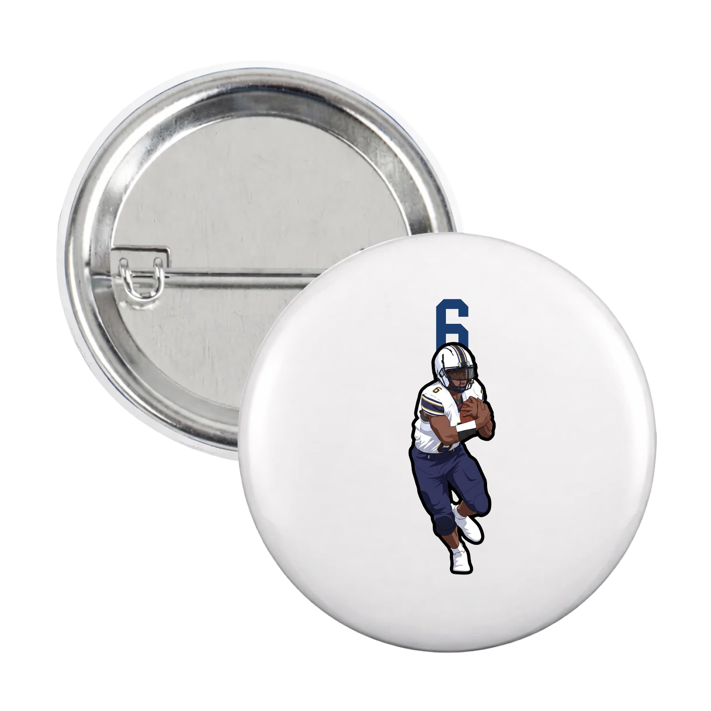 Game Day Button — Number Top in White
