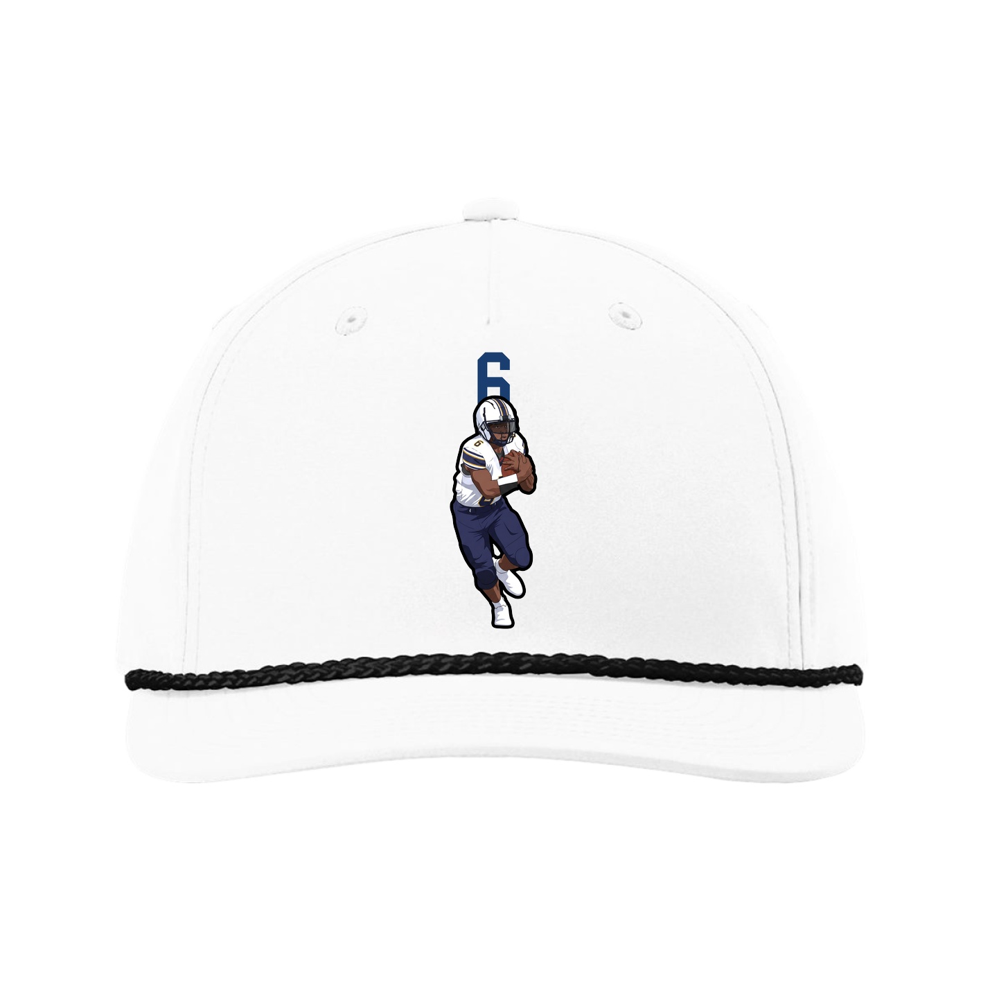 Five-Panel Classic Rope Cap — Number Top in White