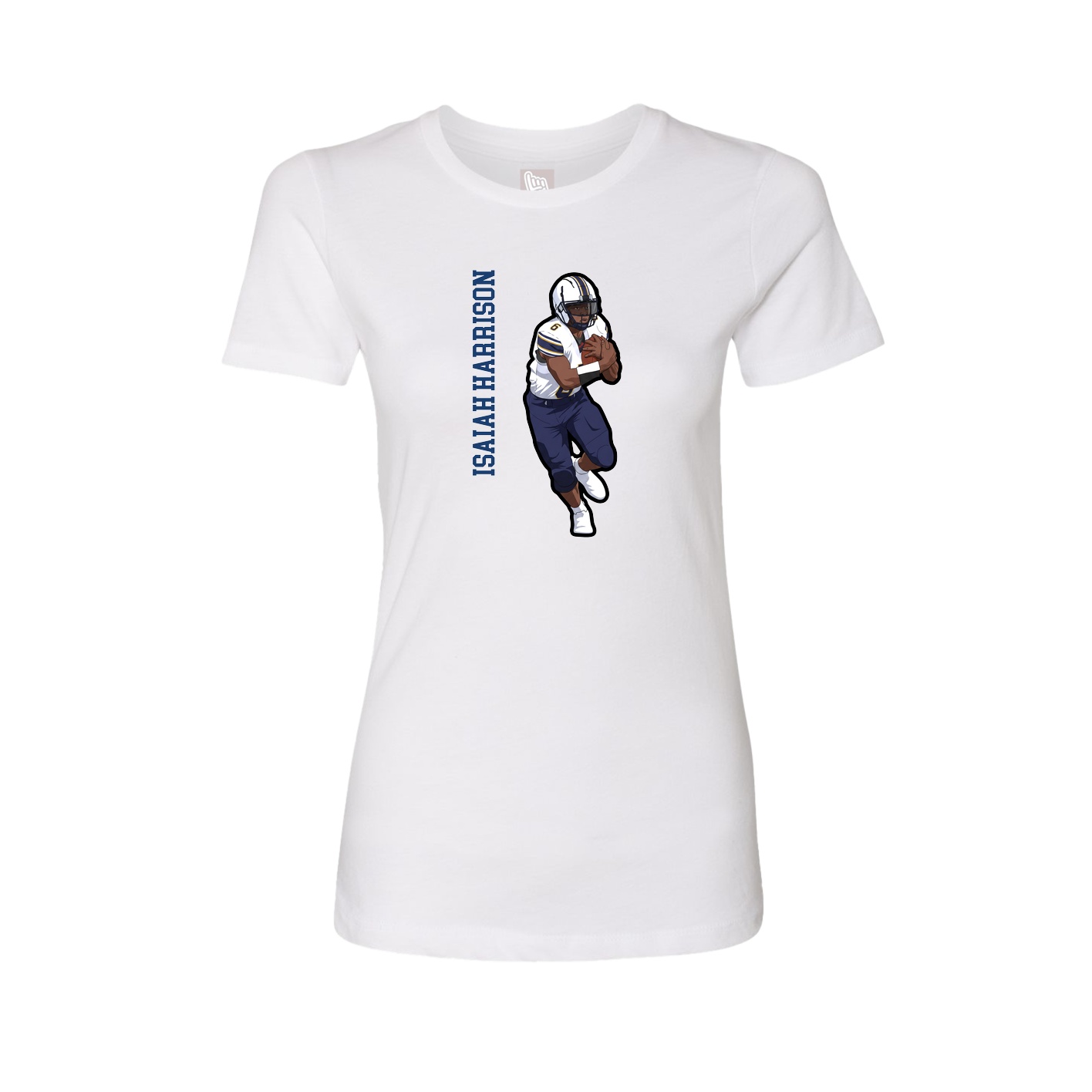 Womens Tee — Name Vertical in White