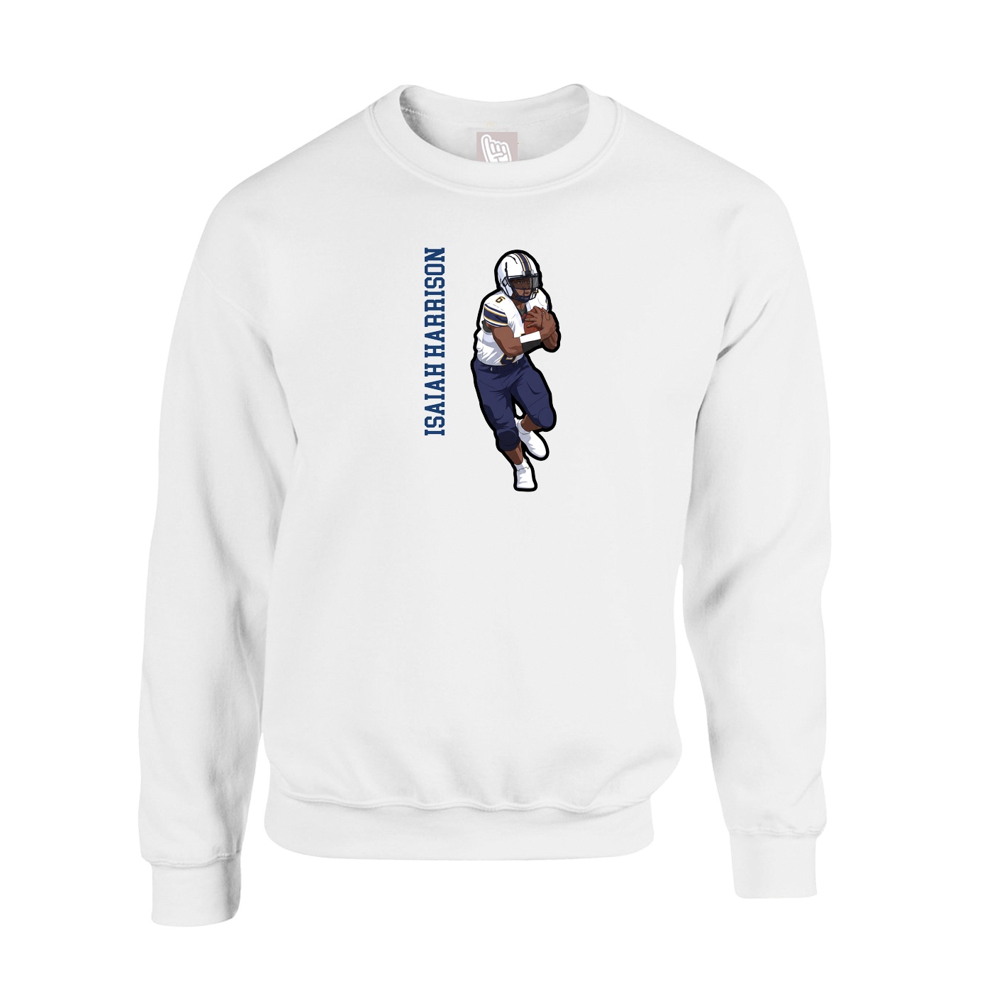 Fleece Crew — Name Vertical in White