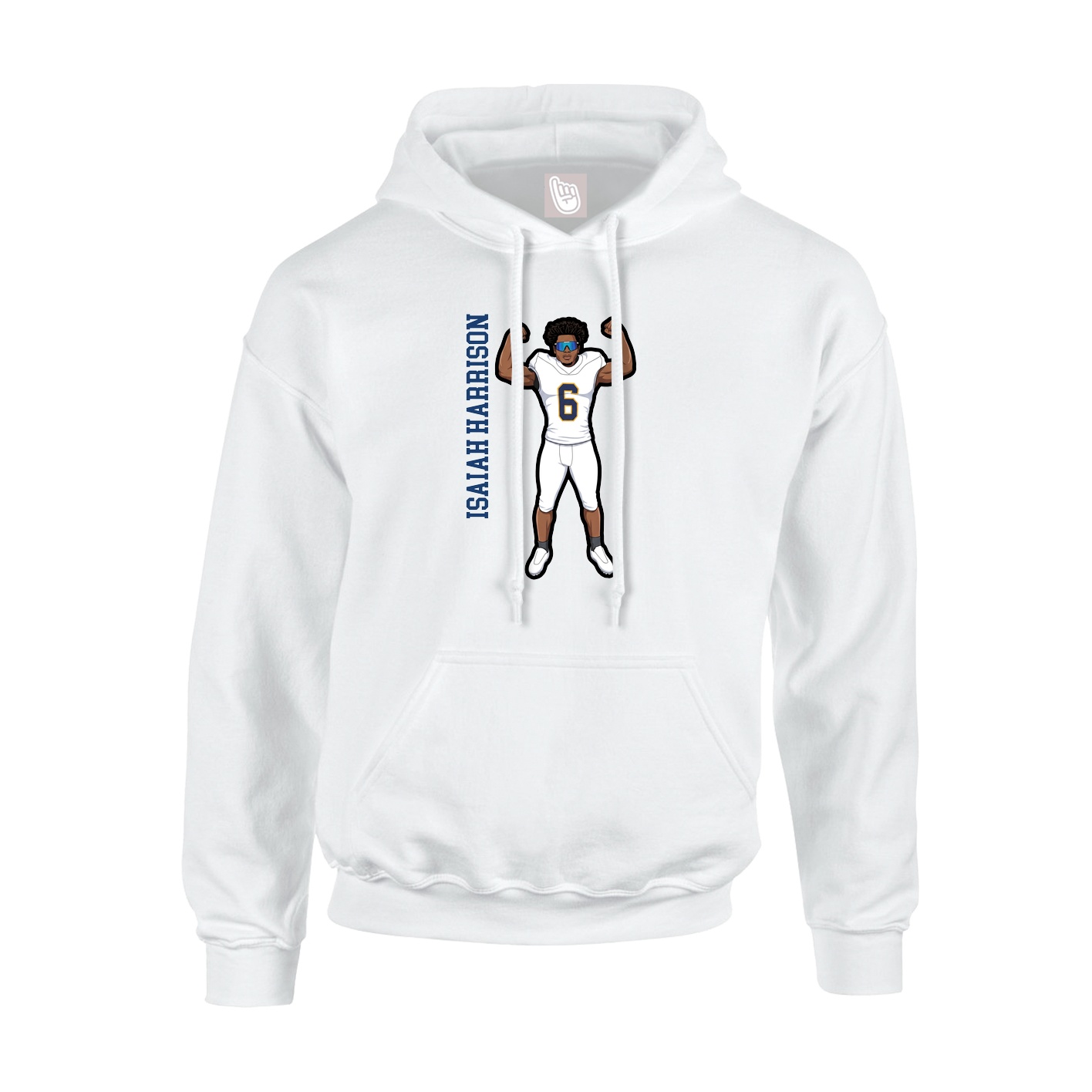 Youth Hoodie — Name Vertical in White