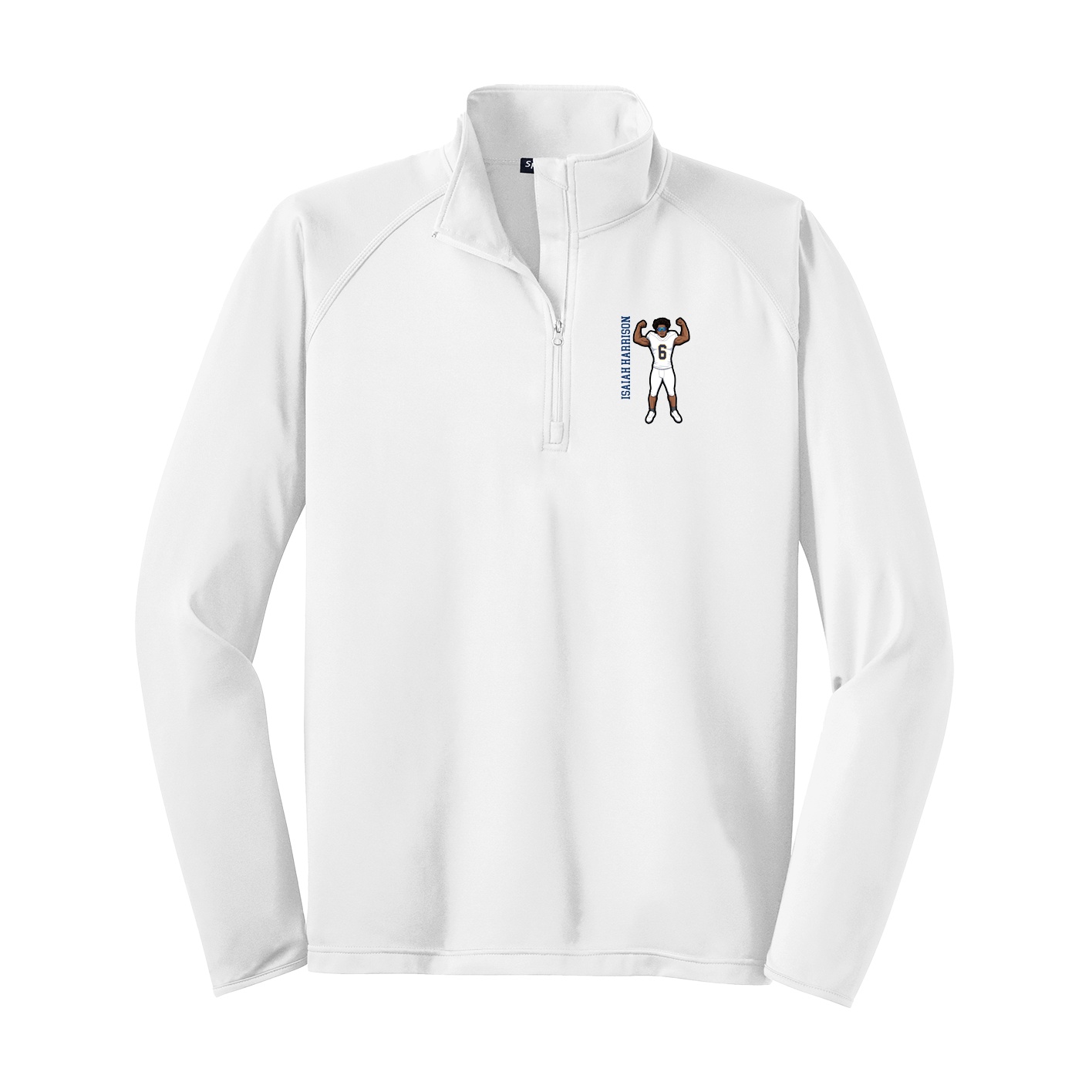 Q-Zip Pullover — Name Vertical in White