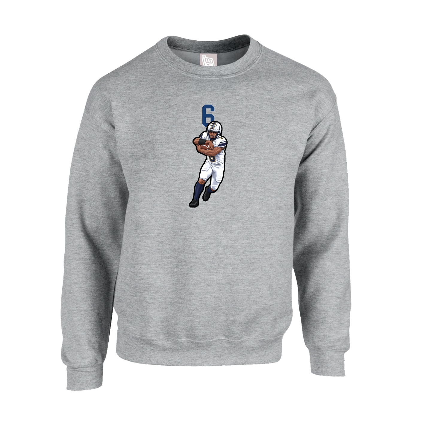 Fleece Crew — Number Top in Grey