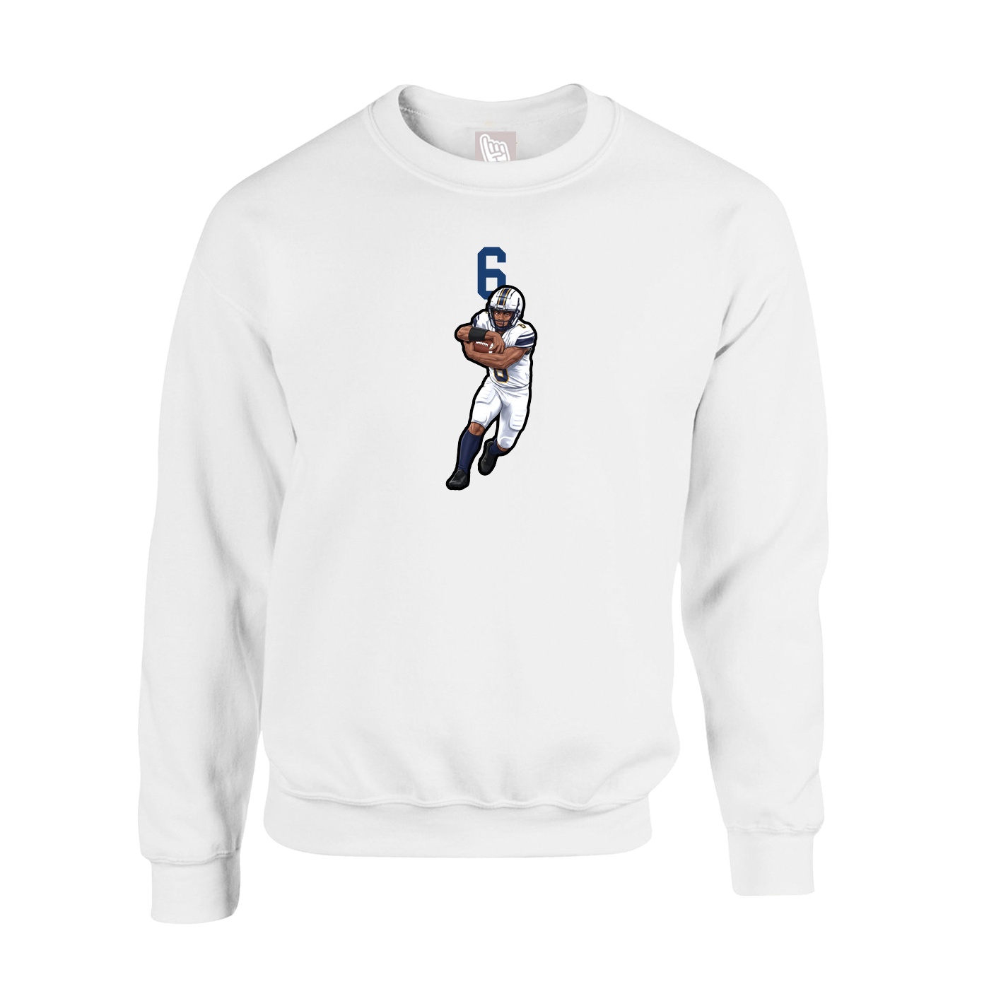 Fleece Crew — Number Top in White