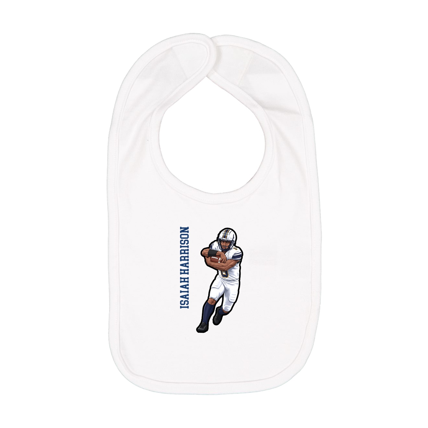 Infant Bib — Name Vertical in White