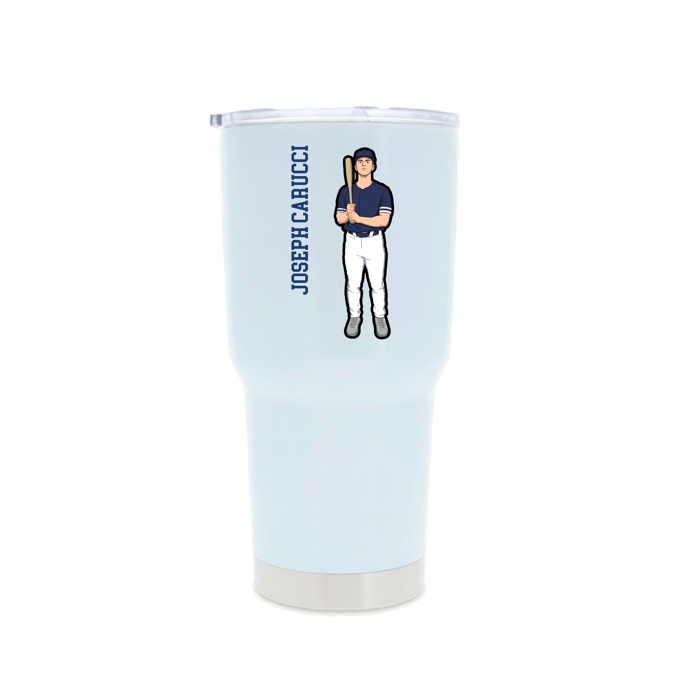 30oz Stainless Steel Tumbler — Name Vertical in White