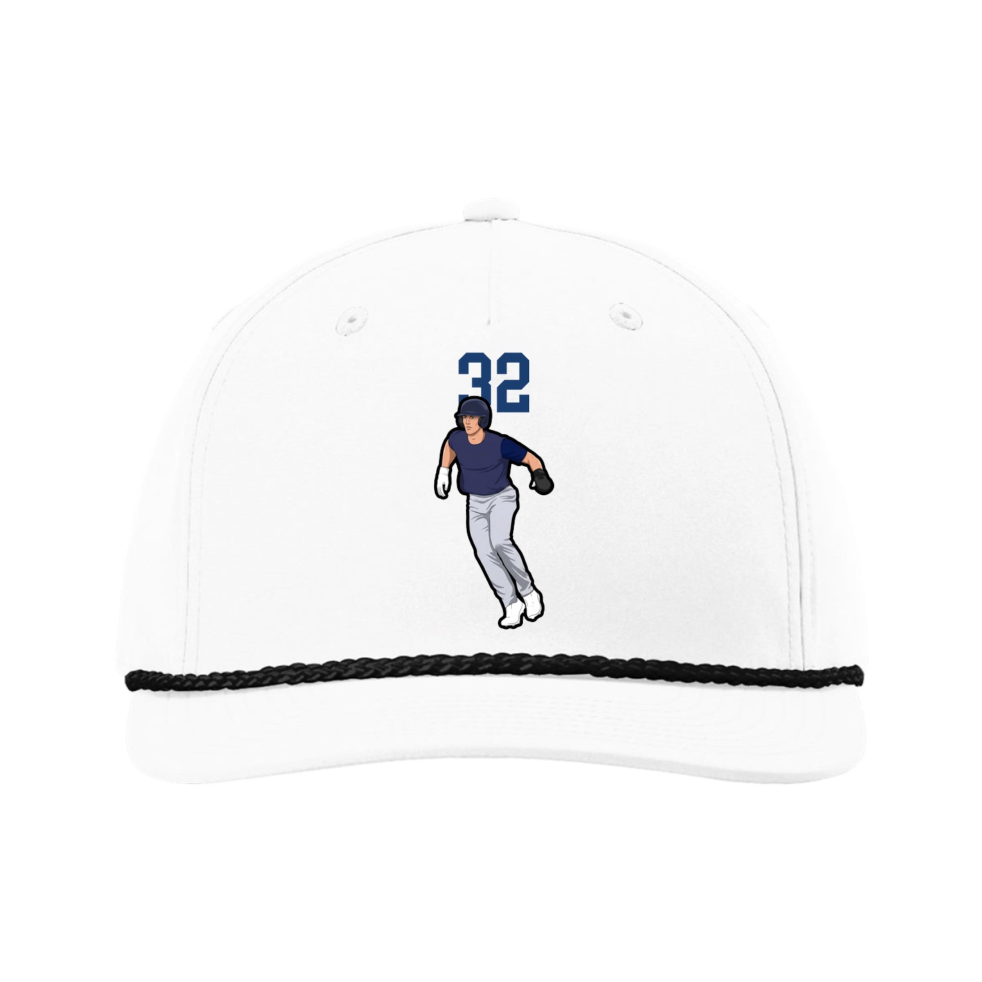 Five-Panel Classic Rope Cap — Number Top in White