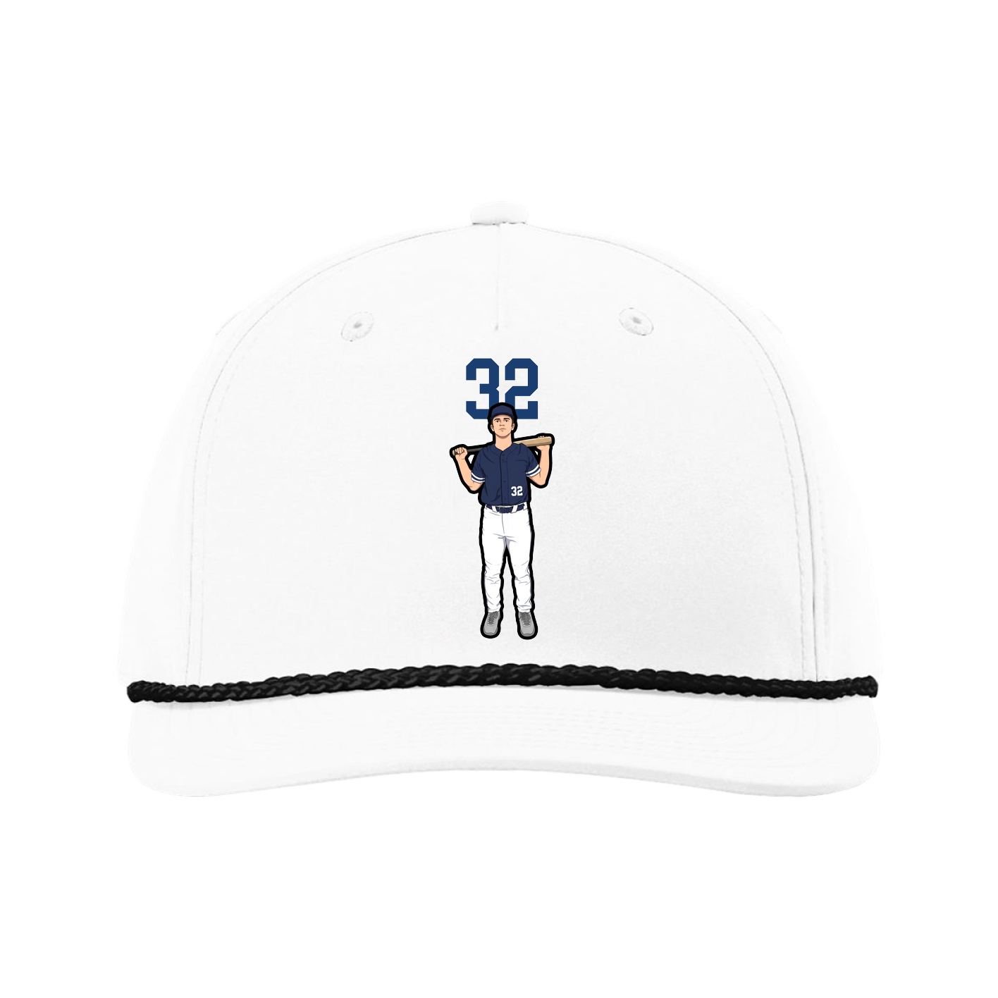 Five-Panel Classic Rope Cap — Number Top in White