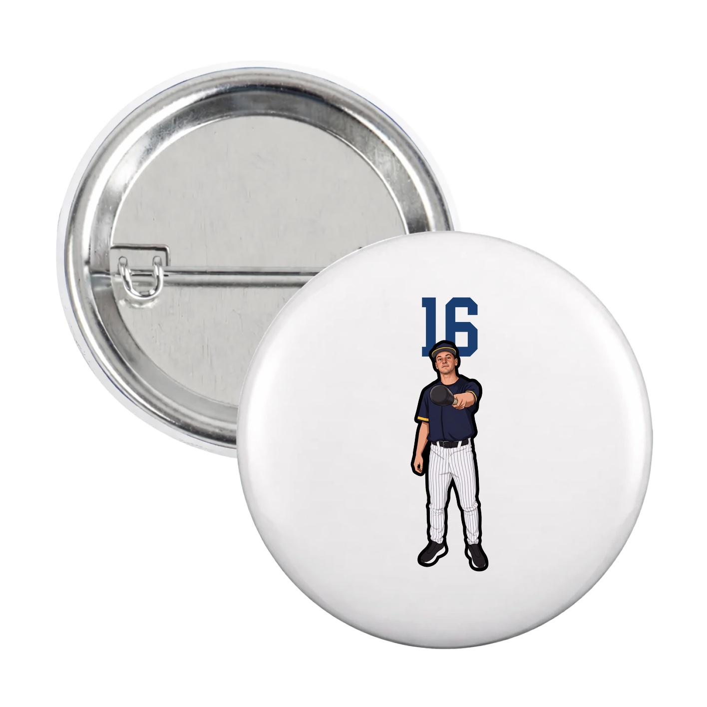 Game Day Button — Number Top in White