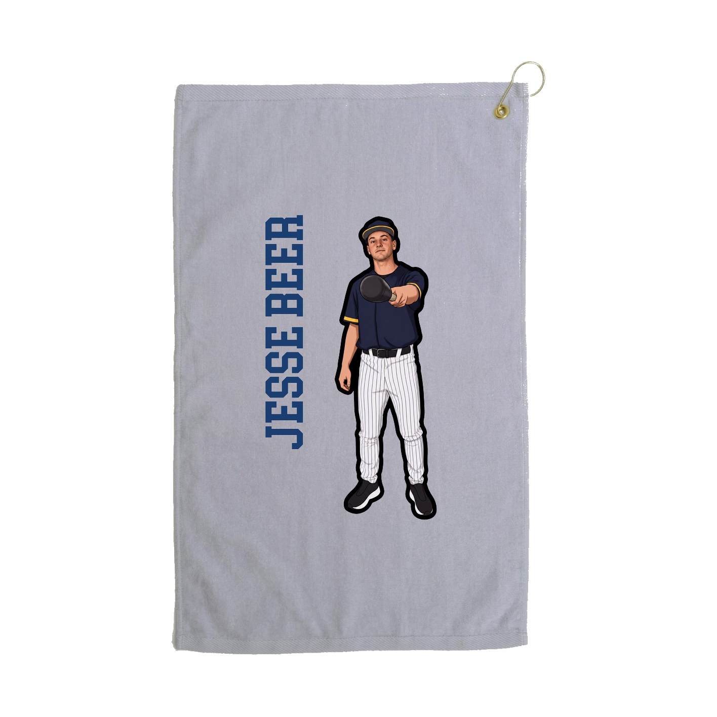 Golf Towel — Name Vertical in Grey