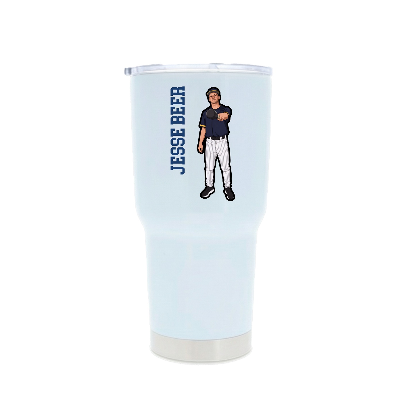 30oz Stainless Steel Tumbler — Name Vertical in White