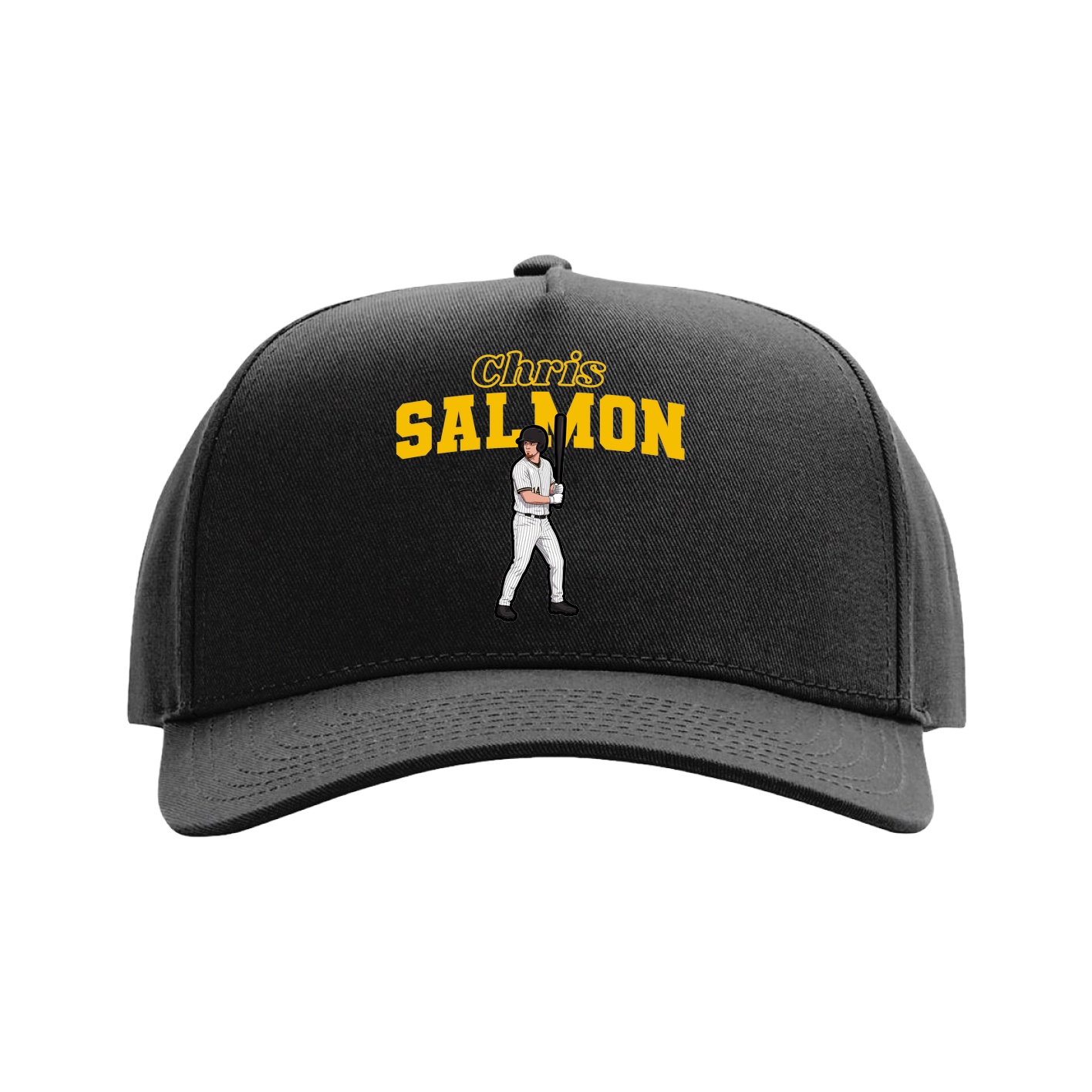 Full Fabric Five-Panel Champ Cap — Name Arch in Black