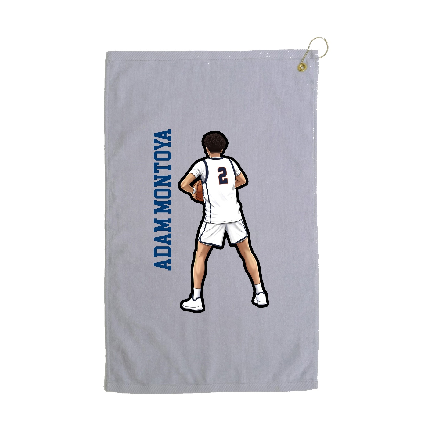 Golf Towel — Name Vertical in Grey