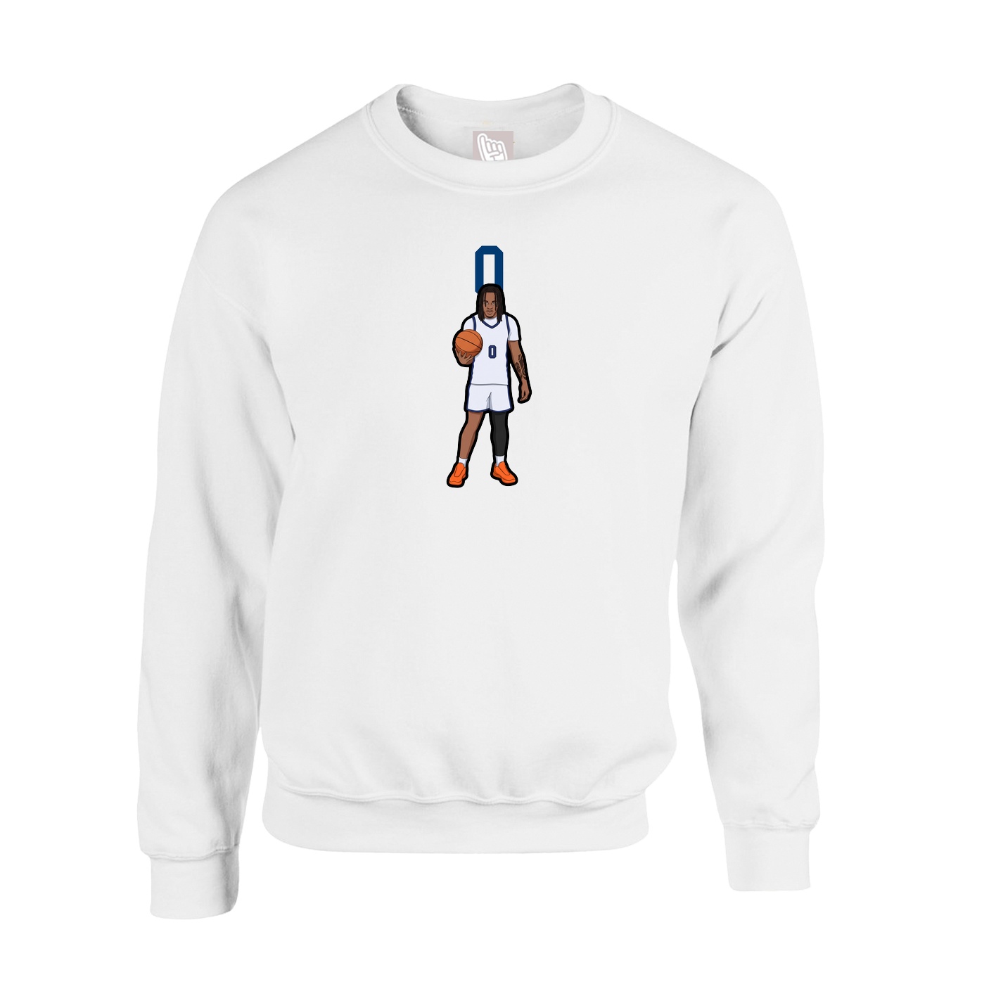 Fleece Crew — Number Top in White