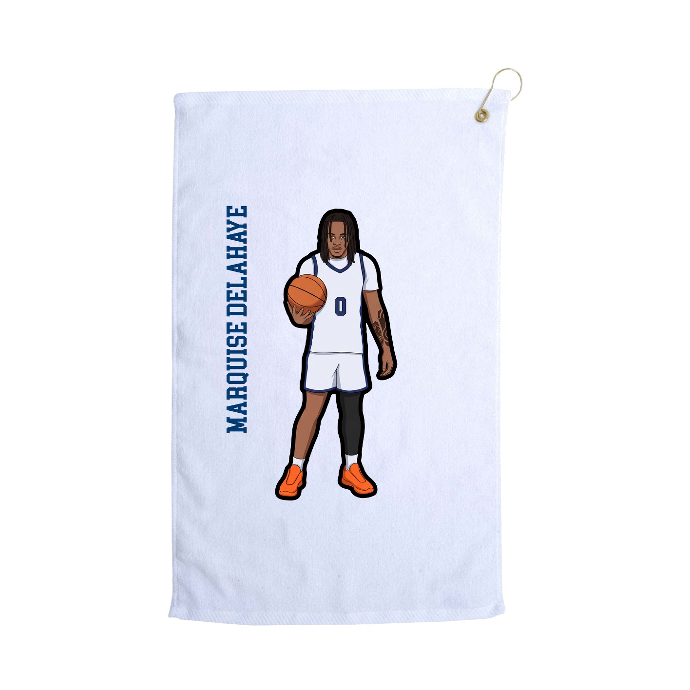 Golf Towel — Name Vertical in White
