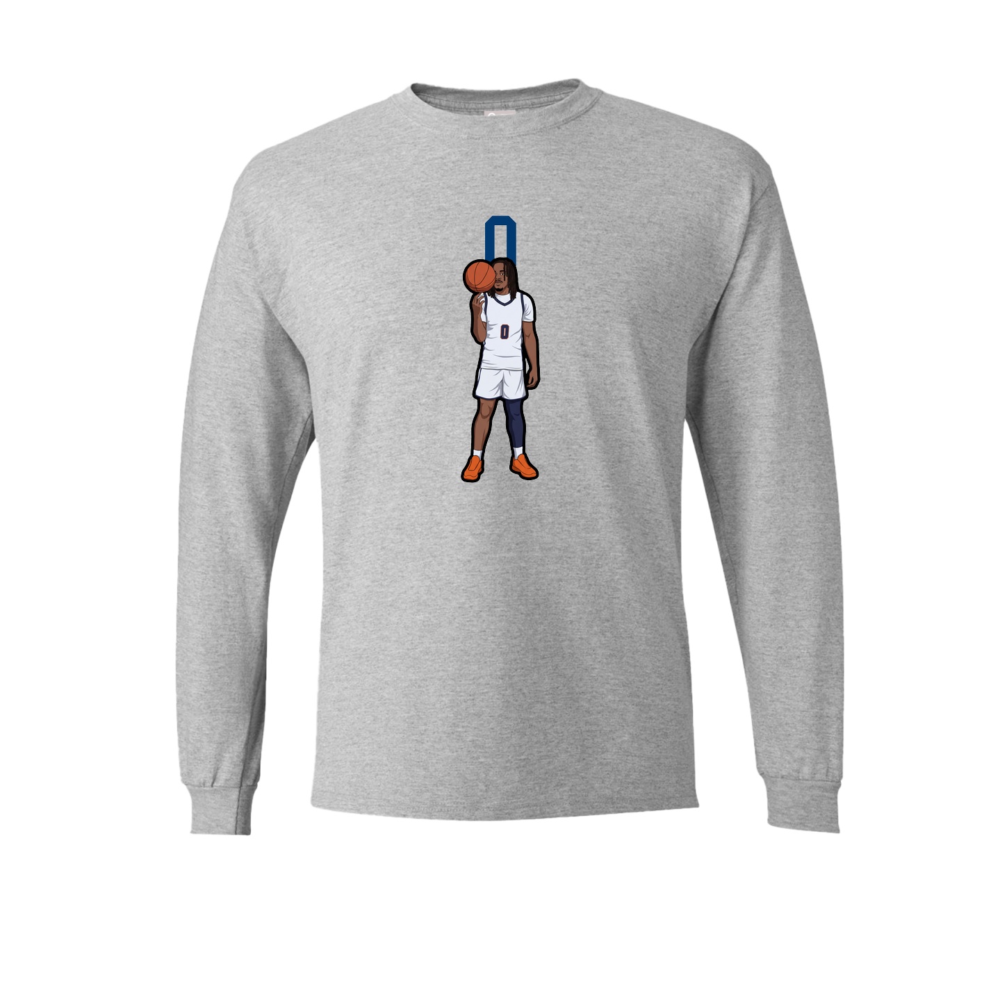 Long Sleeve Tee — Number Top in Grey
