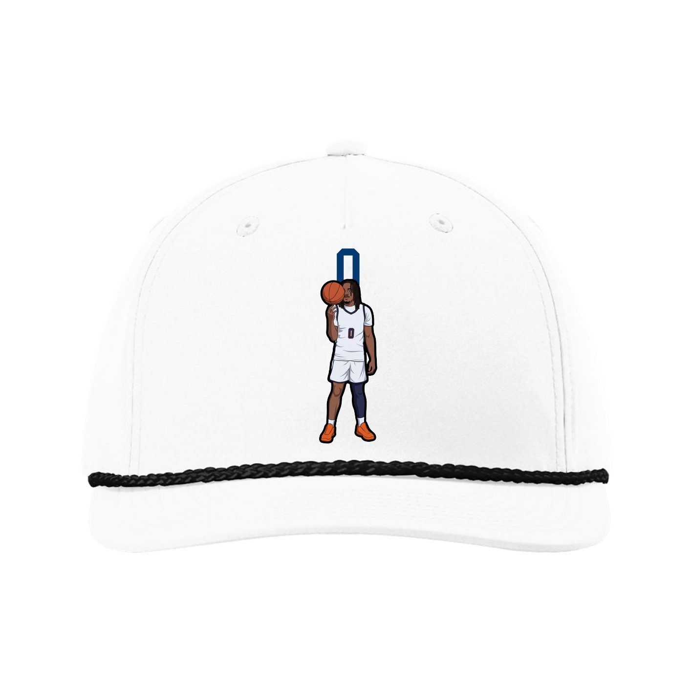 Five-Panel Classic Rope Cap — Number Top in White
