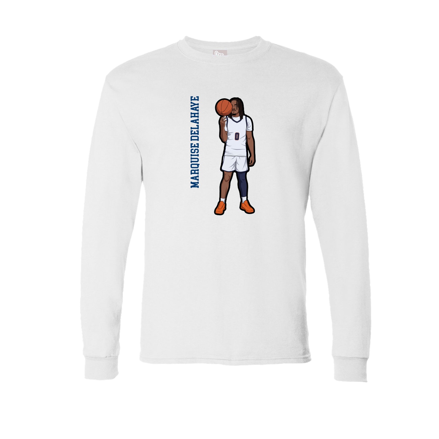 Long Sleeve Tee — Name Vertical in White