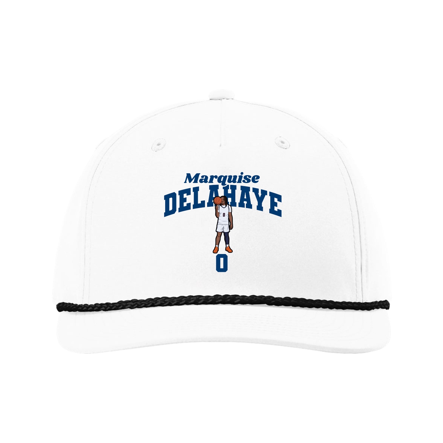 Five-Panel Classic Rope Cap — Signature Arch in White