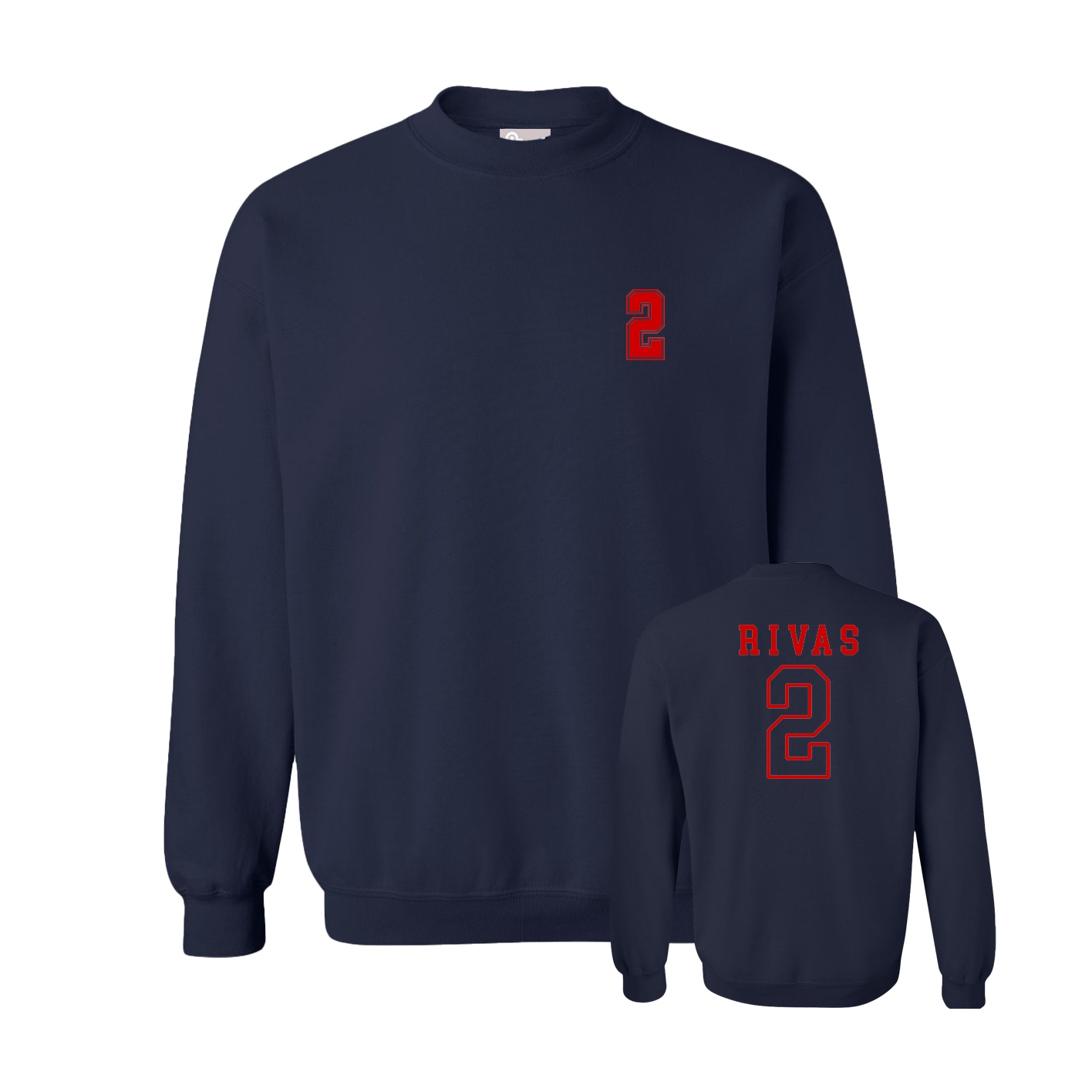 Fleece Crew — Chest Back in Navy