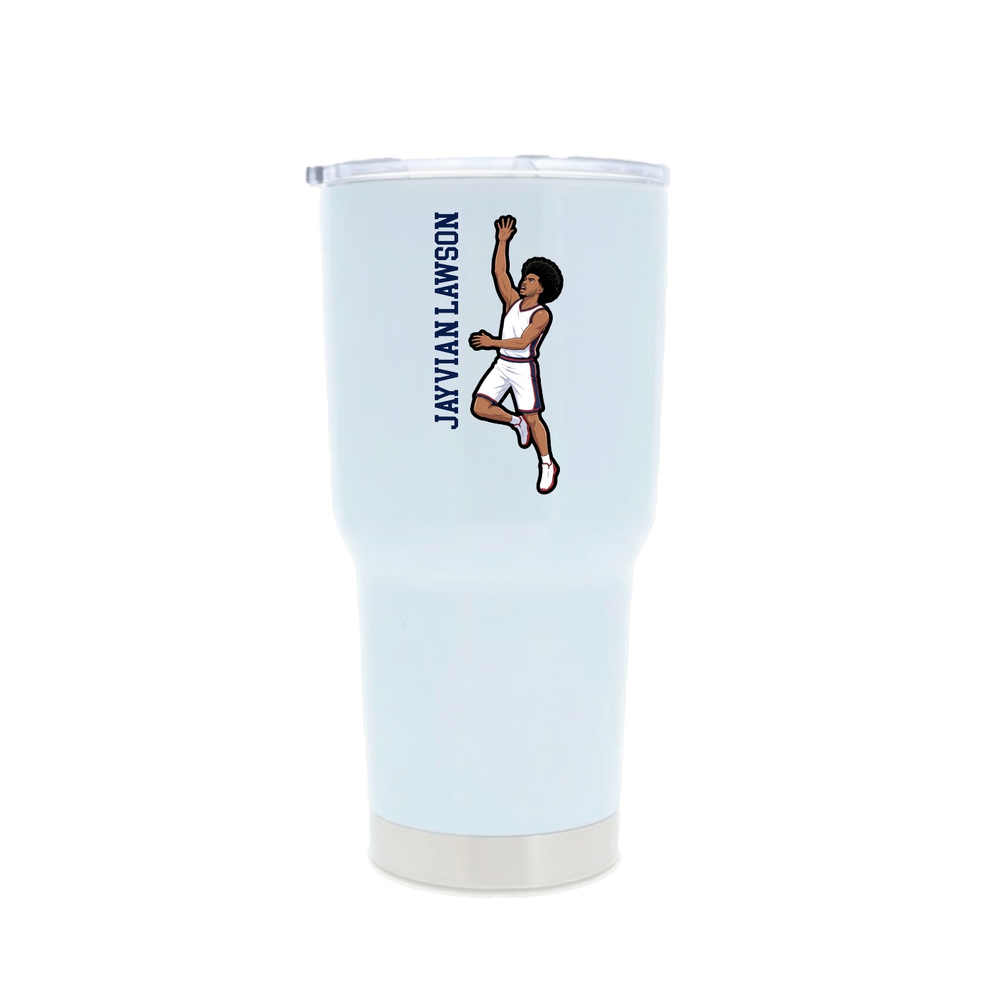 30oz Stainless Steel Tumbler — Name Vertical in White
