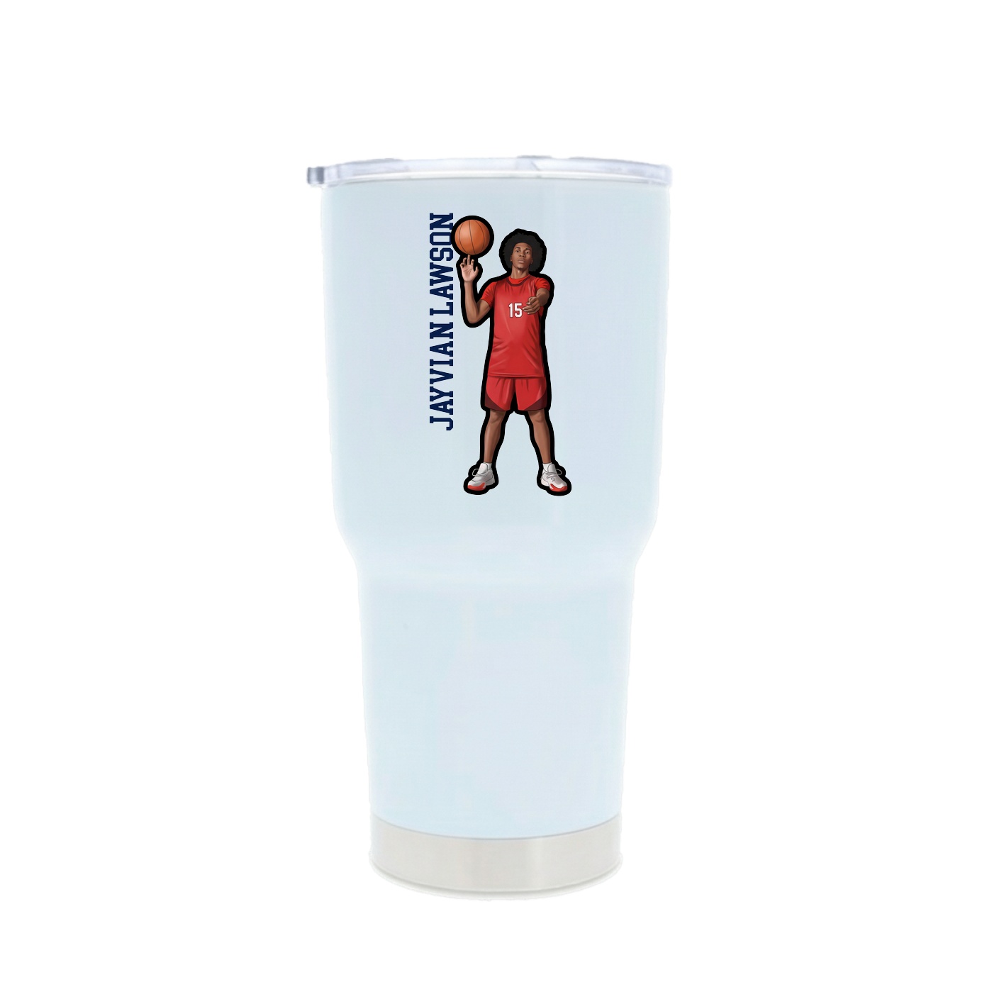 30oz Stainless Steel Tumbler — Name Vertical in White