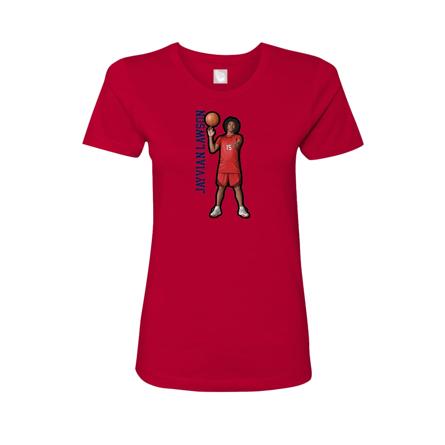 Fitted Women's Tee — Name Vertical in Red
