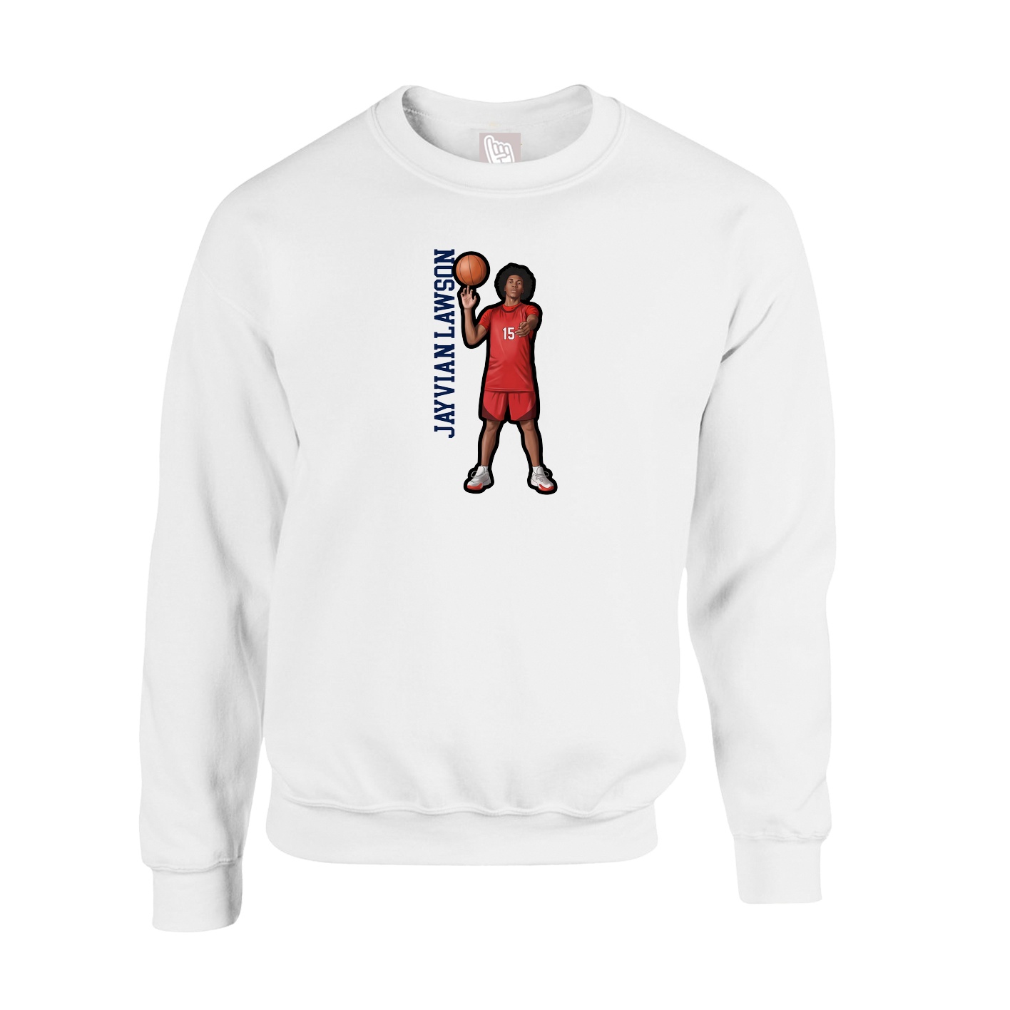 Fleece Crew — Name Vertical in White