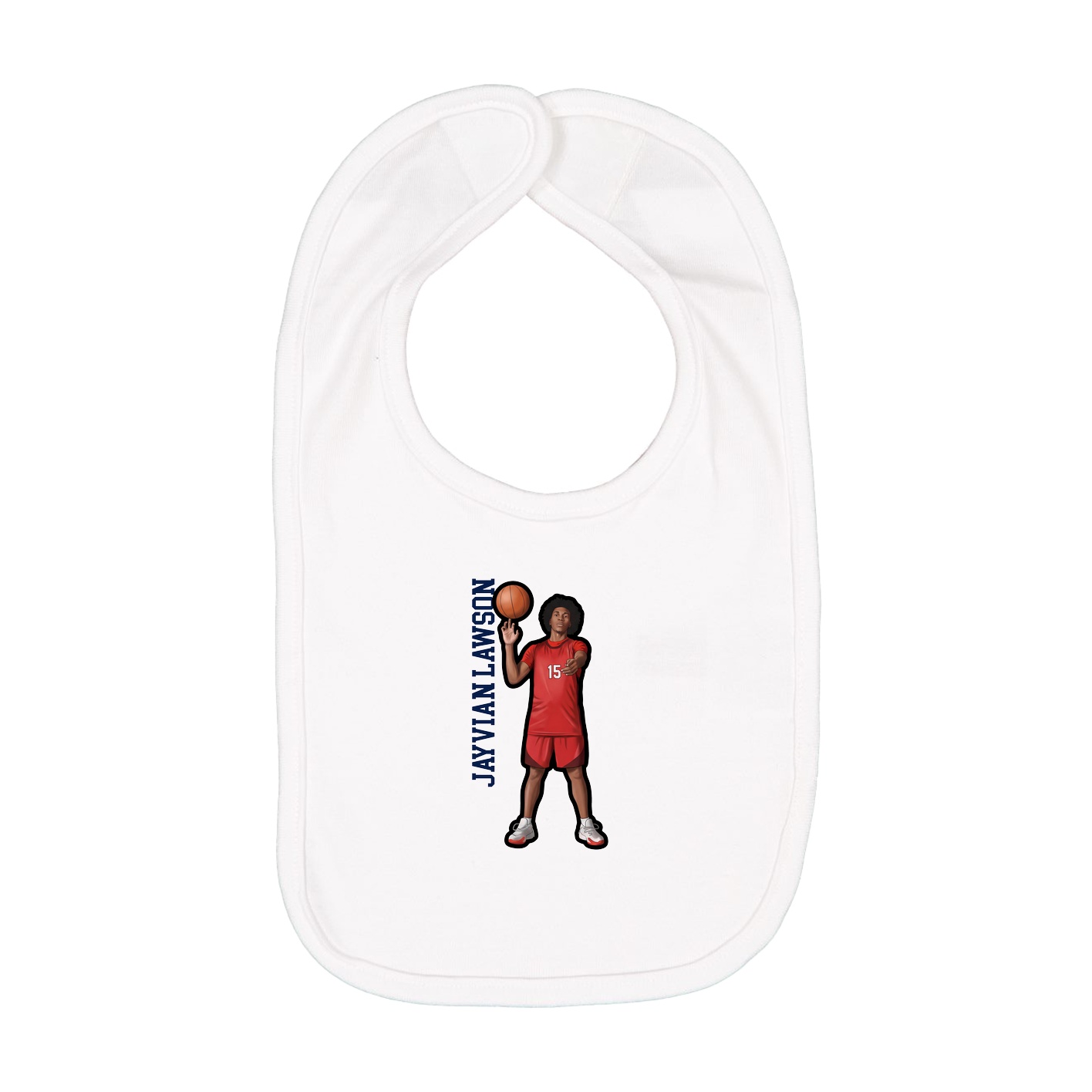 Infant Bib — Name Vertical in White