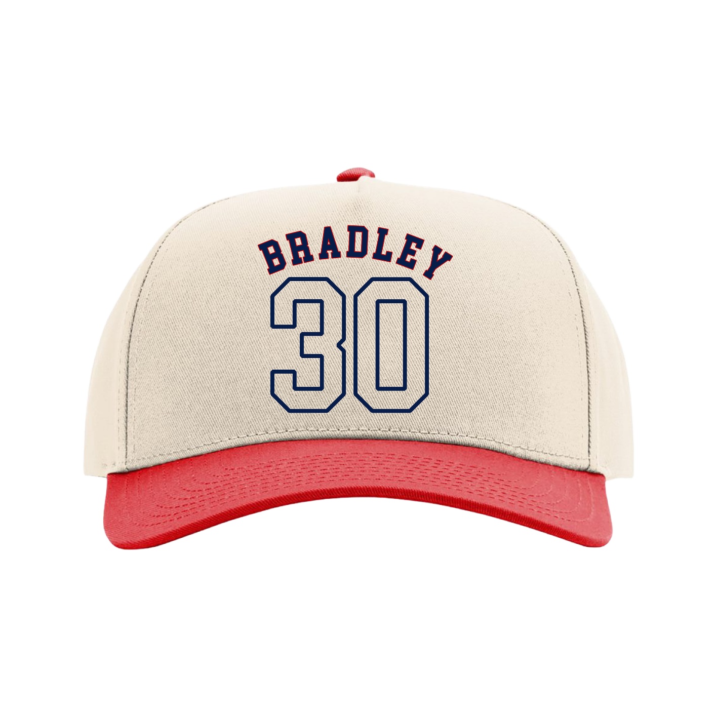 Full Fabric Five-Panel Champ Cap — Shirsey Arch in Cream/Red