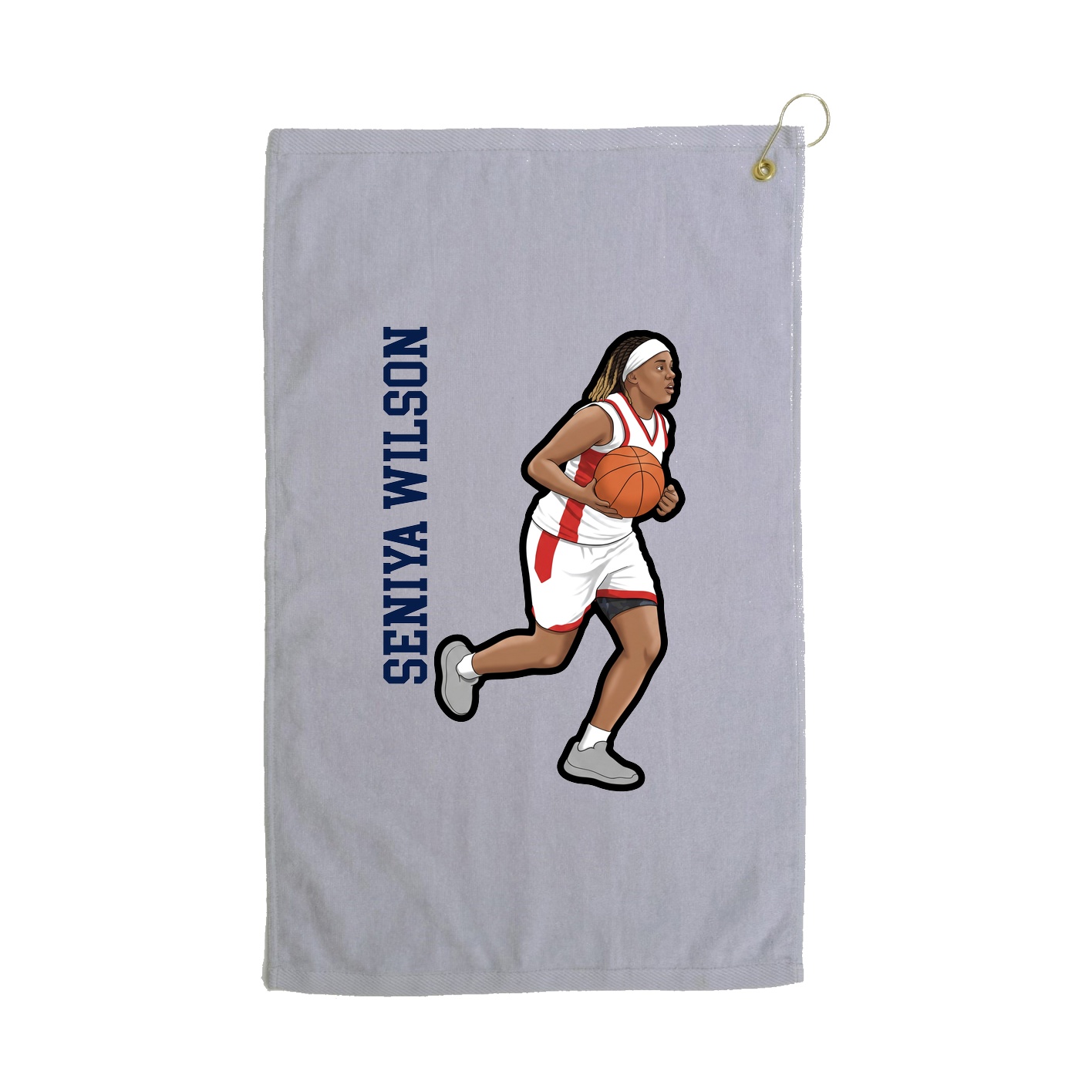 Golf Towel — Name Vertical in Grey